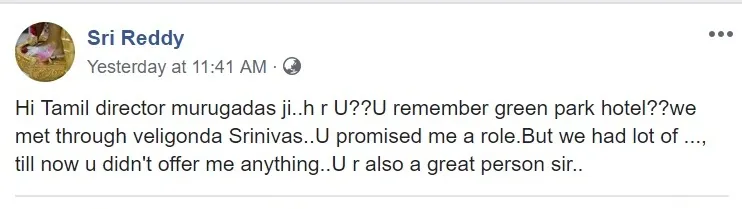 sri reddy tweet